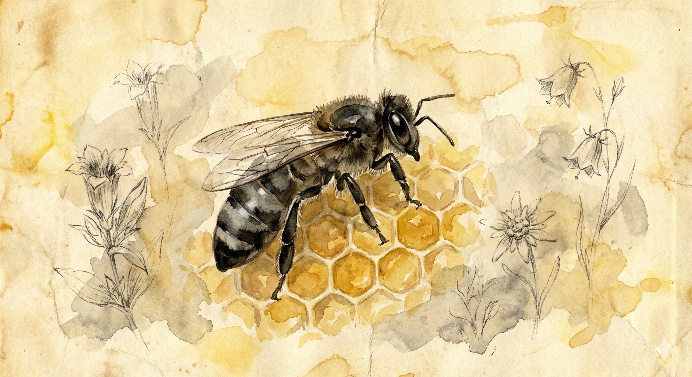 Illustration artistique Abeille Carnica/Carpatica style aquarelle