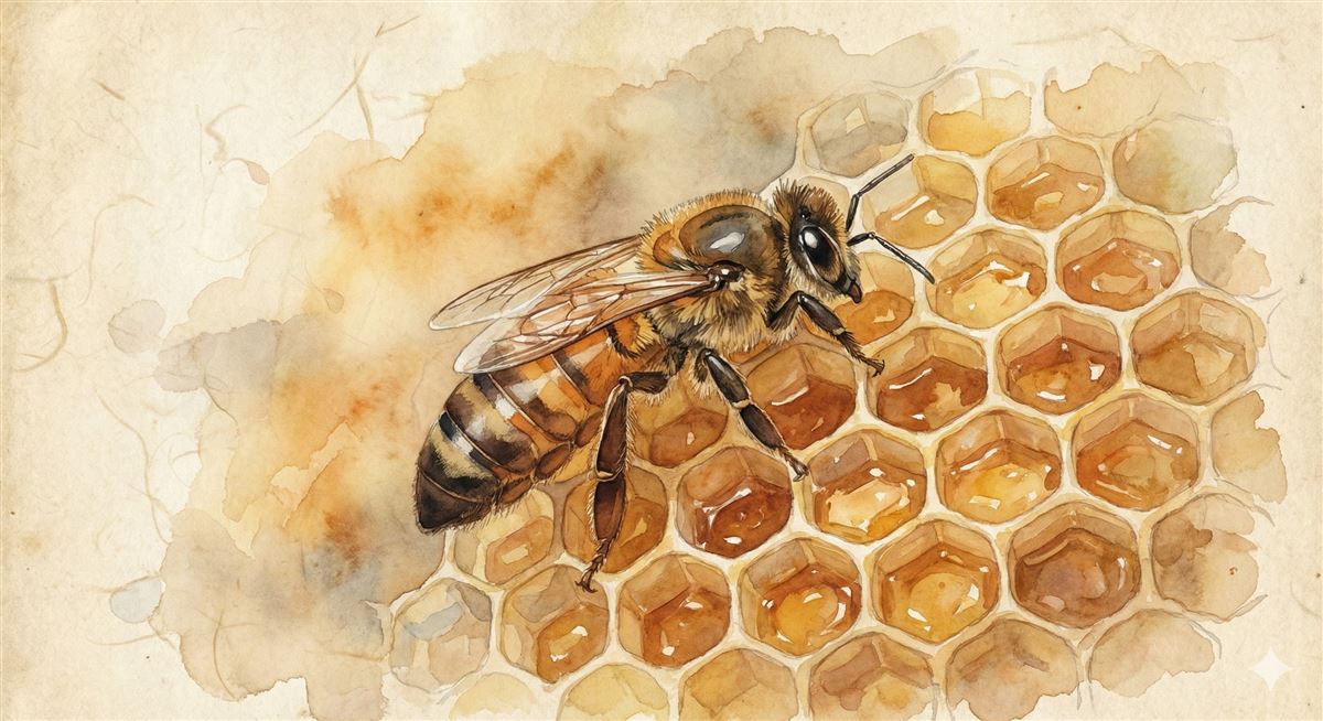 Illustration artistique Abeille Buckfast style aquarelle