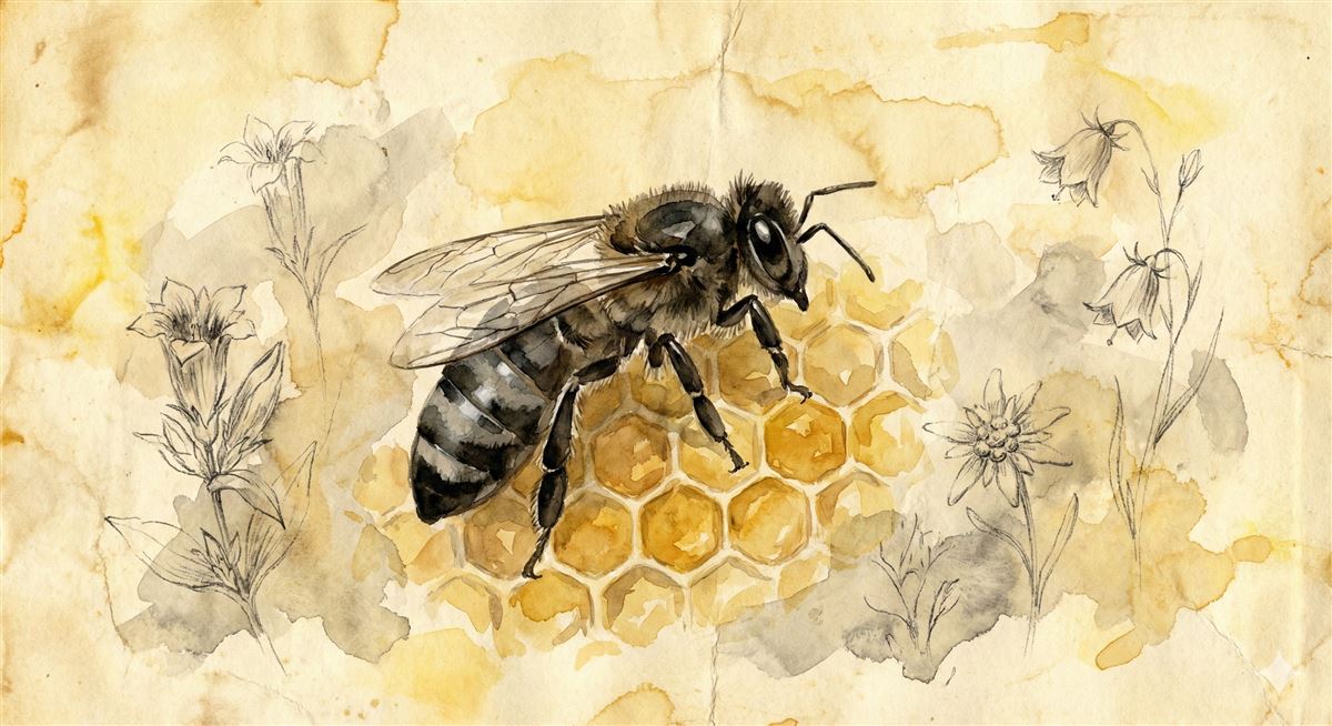 Illustration artistique Abeille Carnica/Carpatica style aquarelle