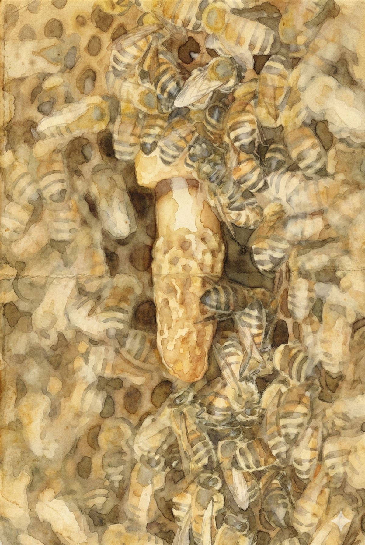 Reine et sa cour en aquarelle